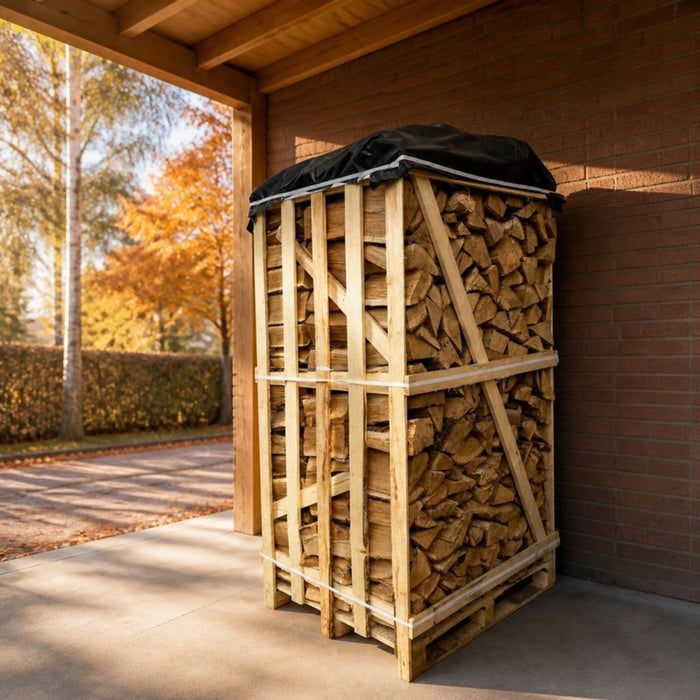 Egetræ brændetårn 1,8 m³ i carport