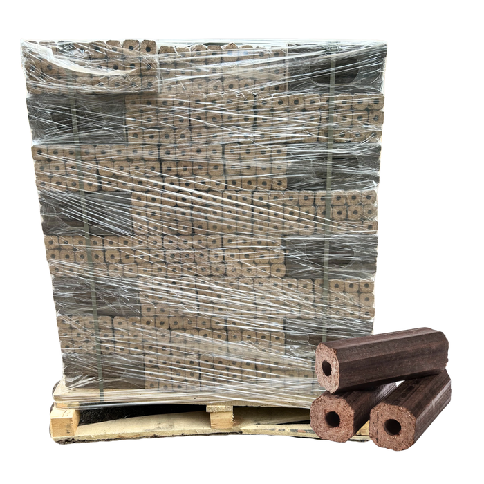 Pini Kay briketter - 960kg - Perfekt til varme gennem natten!